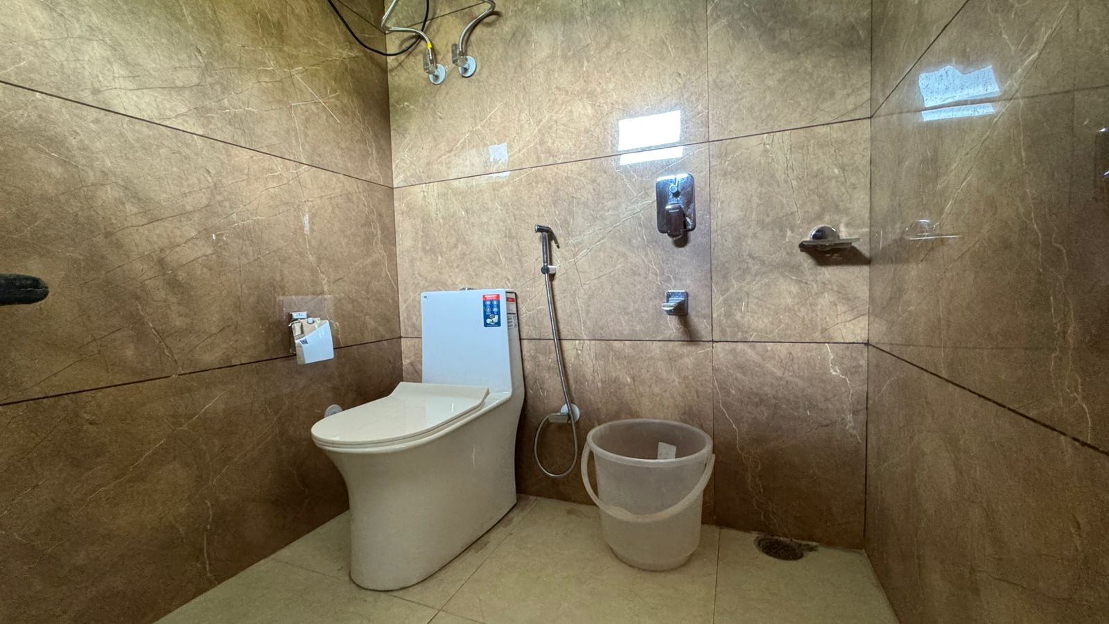 Clean shared bathroom, wide view